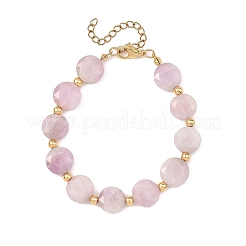 Braccialetti da donna con perline distanziatrici in kunzite naturale e ottone.&nbsp;BJEW-JB14112-01