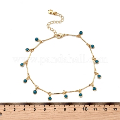 Браслеты на ногу из богемской латуни с цепочкой из звеньев морской волны с кисточками и солнечной эмалью&nbsp;AJEW-Z046-05G