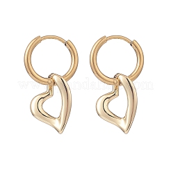 2 par de pendientes de aro colgantes de corazón de latón de 2 colores&nbsp;EJEW-JE05066