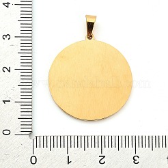 304ステンレスペンダント  ロータスチャーム付きフラットラウンド  18KGP本金メッキ  27x25x1.5mm  穴：5mm&nbsp;STAS-R134-01G-02