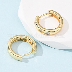 Серьги-кольца из латуни с прозрачным фианитом EJEW-L277-02G