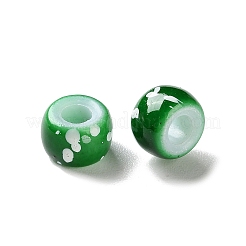 スプレー塗装されたABSプラスチック製のヨーロッパのビーズ  大穴ビーズ  ラウンド  濃い緑  9x6mm  穴：4mm  約1600個/500g&nbsp;KY-G033-01A-08