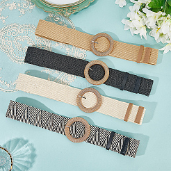 4 шт. 4-цветные плетеные соломенные цепочные ремни с пряжками из полипропиленового пластика AJEW-CY0001-80