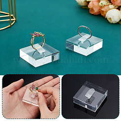 アクリル製ジュエリーシングルリングディスプレイスタンド  正方形  透明  3.6x3.6x1cm&nbsp;ODIS-WH0099-246