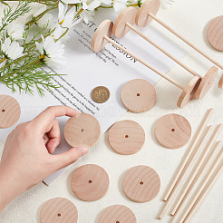 Набор из 100 колеса и 50 палочек из необработанного дерева схима&nbsp;DIY-OC0014-38B