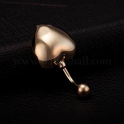 Piercing Schmuck echte vergoldete Messing Herz Nabel Ring Bauchringe&nbsp;AJEW-EE0004-001B