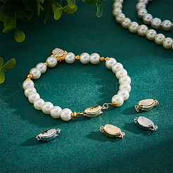 12 шт. 2-х цветные овальные латунные застежки-коробочки KK-BC0013-49