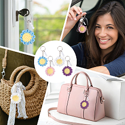 4 porte-clés fleur en coton&nbsp;KEYC-MA00010