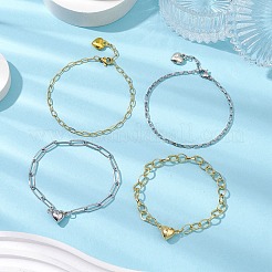 4шт. 4 комплекта цепочек-скрепок из латуни и нержавеющей стали 304 BJEW-JB11050