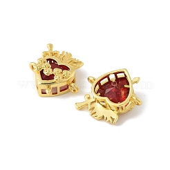 Латунные паве темно-красного стекла испуганные сердечки соединительные подвески&nbsp;KK-FZC0001-01G