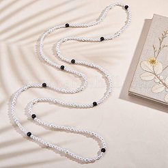 Longs colliers de perles rondes en verre nacré avec peinture cuite&nbsp;NJEW-SW00066-02