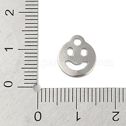 変色しない201ステンレススチールチャーム  笑顔とフラットラウンド  ステンレス鋼色  11.5x10x1mm  穴：1.8mm&nbsp;STAS-C108-37P