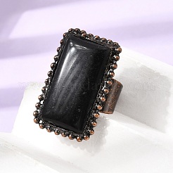 Bagues ouvertes en obsidienne naturelle&nbsp;GG-CBAB410-03