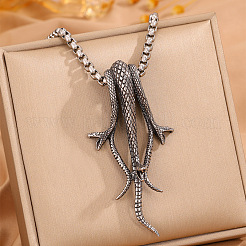 Colliers pendentifs vintage en acier inoxydable 304 avec trois serpents pour hommes&nbsp;WG54BFC-01
