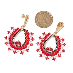 Стеклянные бусины в форме капли серьги-гвоздики EJEW-MZ00304-02