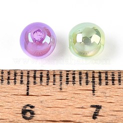 Uvメッキ樹脂ビーズ  模造キャットアイビーズ  虹色の  ラウンド  ミックスカラー  6mm  穴：1.4mm&nbsp;RESI-ZX018-6mm-23