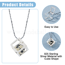 925 breloque cage à perle cubique vide en argent sterling&nbsp;STER-WH0005-62