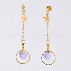 Стеклянные серьги с подвесками в форме сердца EJEW-JE04023-02