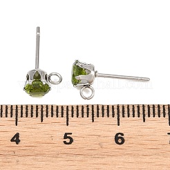 Accessoires de boucles d'oreilles à clous en acier inoxydable 304 sertis de micro-pavés de zircone cubique&nbsp;STAS-H240-56P-06