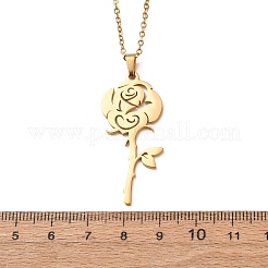 Colliers à pendentif rose en acier inoxydable 304&nbsp;NJEW-K308-05C-G
