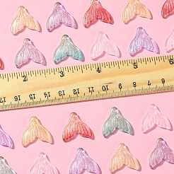 24 шт. 6 цвета прозрачные стеклянные подвески с распылительной росписью GLAA-FS0001-90