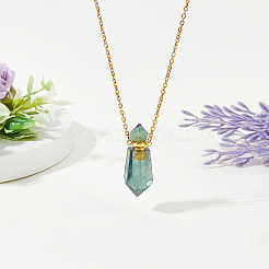 1 шт. натуральный флюорит ограненный шестиугольный призматический флакон духов подвеска ожерелье&nbsp;NJEW-FH0001-24