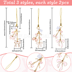 6 шт. 3 стиля сплава эмали и стеклянных бусин мобильные ремешки&nbsp;HJEW-SC0001-92