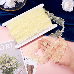 10 ярд полиэстеровой плиссированной эластичной кружевной отделки&nbsp;SRIB-TA0001-23C