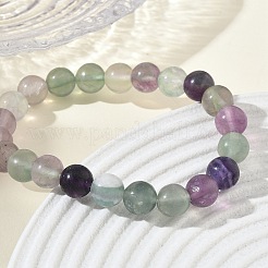 Braccialetti elastici con perline rotonde di fluorite naturale&nbsp;GG-CBA12F1-02A-04