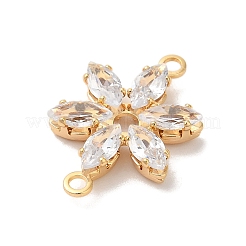 Подвески-коннекторы из латуни с прозрачным кубическим цирконием и цветочными звеньями&nbsp;KK-M294-01G