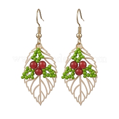 Серьги-подвески из нержавеющей стали 304 в форме листа EJEW-MZ00624