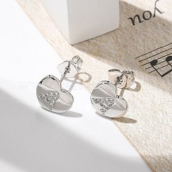 Серьги-гвоздики из латуни с микропаве из прозрачного кубического циркония EJEW-K299-01P