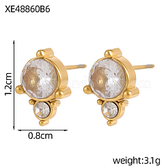 Серьги-гвоздики из нержавеющей стали 304 с кубическим цирконием&nbsp;STAS-OY009-15G