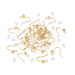 32 Stück 4 Stile Messing Pavé klar Zirkonia Ohrring Haken&nbsp;KK-TA0008-45