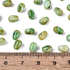 ピカソガラスシードビーズ  丸い穴  ティアドロップ  ミディアムシーグリーン  6~7x4~5mm  穴：0.9~1mm  約2645個/ポンド&nbsp;SEED-N012-10J