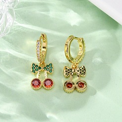 Латунные микро проложить серьги обруча кубического циркония EJEW-D322-11G-01