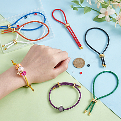 8шт 8-х цветные браслеты-слайдеры из микрофибрового шнура BJEW-UN0001-86