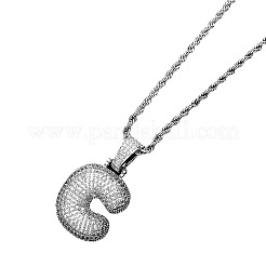 Colliers à pendentif initial épais en laiton micro pavé de zircones cubiques transparentes&nbsp;WG24EA8-03