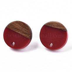 Серьги-гвоздики из непрозрачной смолы и орехового дерева MAK-N032-007A-B03