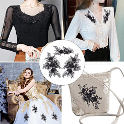 Цветочная полиэстеровая компьютерная вышивка DIY-WH0366-39