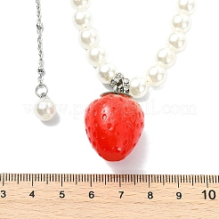 Collier pour femme avec pendentif fraise rouge en résine&nbsp;NJEW-JN06113
