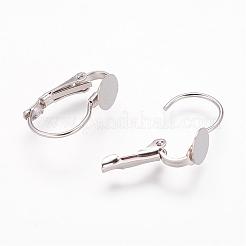 真鍮製フレンチフックピアスパーツ  プラチナカラー  サイズ：幅さ約11mm  長さ16mm  トレイ：直径約6mm&nbsp;KK-B797-3