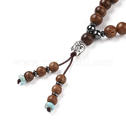 Collana di pietre naturali e sintetiche e perline di legno&nbsp;NJEW-JN03743