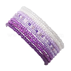 8шт. стеклянные бусины эластичные браслеты для женщин&nbsp;BJEW-MZ00270