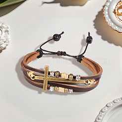 1 Stück mehrsträngiges Armband aus PU-Leder&nbsp;BJEW-CL0001-53