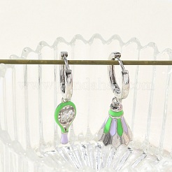 Pendientes de aro colgantes de circonita cúbica con micropavé de latón para mujer&nbsp;EJEW-A168-07P-01