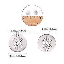 201ステンレスペンダント  ナザールボンジュウとフラットラウンド  ステンレス鋼色  11.5x0.5mm  穴：1.4mm&nbsp;STAS-CJC0009-02P