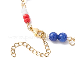 День независимости браслеты из натуральных крашеных желтых нефритовых круглых бусин и стеклянных бусин&nbsp;BJEW-MZ00180-02