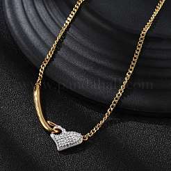 Ожерелья из нержавеющей стали 304 с подвеской в форме сердца со стразами для женщин&nbsp;NJEW-Z061-12G