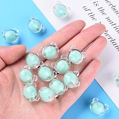 透明なアクリルビーズ  二層ビーズ  クマ  アクアマリン  16x18x15.5mm  穴：3mm  約220個/500g&nbsp;MACR-S373-122-B03